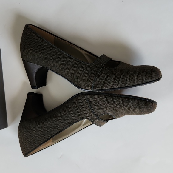 8 Prevata heels, twill Breen brown Made in Italy Italian leather soles pumps - Picture 4 of 10